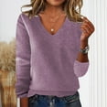 thumbnail image 1 of Elvqul Womens Sweater Cotton Shirts Pullover Solid Color Casual Knited Long Sleeve Sweater for Juniors, 1 of 6