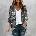 thumbnail image 1 of Elvqul Womens Sweater Dressy 3/4 Sleeve Sweater Black Knit Printed Cardigans for Women, 1 of 5