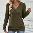 thumbnail image 1 of Hipattires Womens Tops Button V Neck Pullover Ribbed Long Sleeve Fall Winter Solid Casual Shirts for Women Fashion, 1 of 8
