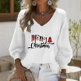 thumbnail image 1 of Hipattires Womens Tops Christmas Dressy Printed Pullover Long Sleeve Fashion White V-Neck Winter Shirts for Women Waffle, 1 of 3