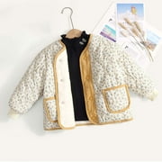 Hipattires Yellow Baby Girls Clothes Comfort Warm Fashion Fleece Cotton V Neck Blouses Graphic Long Sleeve Winter Shirts Shirts