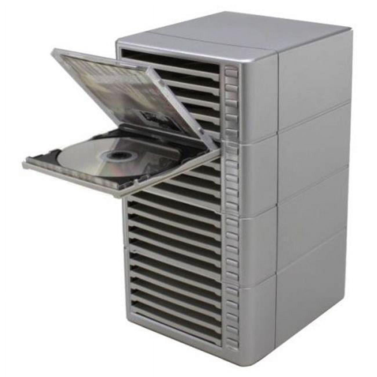 Hipce CDR-20 DS Stackable One Touch CD Rack, Dark Silver - 20 Capacity