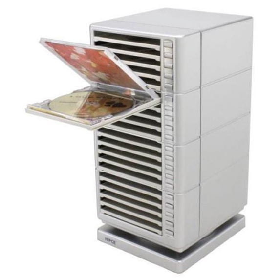 Hipce CDRT-20 LS One Touch Swivel CD Rack, Light Silver - 20 Capacity