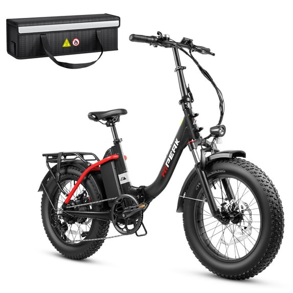 Hipeak 750W Electric Bike for Adults Folding Ebike 48V 15Ah 20" x 4.0" Fat Tire Electric Bike with Removable Battery, Foldable Adults Electric Bicycles 25MPH Front Suspension