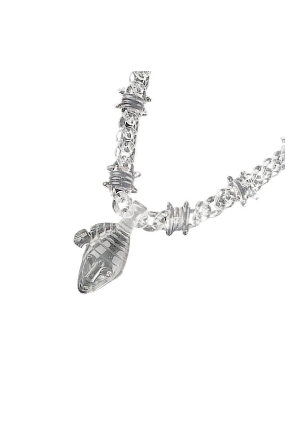 Hiphop Acrylic Pendant Necklace Fashion Neck Jewelry Statement Spikes Chain Jewelry Suitable for Men and Women Present