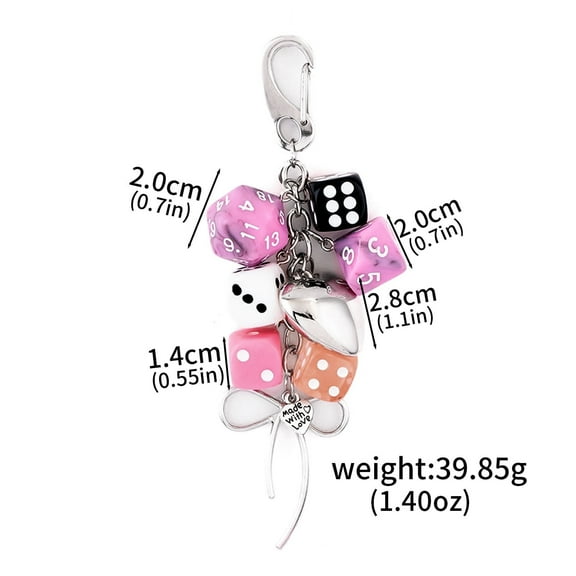 Hiphop Black Dice No. 8 Billiards Keychain Y2K Pink Fashion Lucky Dice Starburst Men Women Pendant Bag Charms Hangings Punk Ornament Accessories