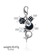 Hiphop Black Dice 8 Ball Dice Billiards Keychain Y2K Bag Purse Handbag Fashion Lucky Dice Starburst Men Women Pendant Bag Charms Hangings Punk Accessories