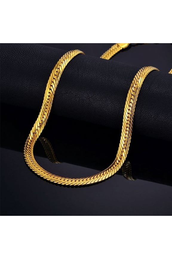 Hiphop Golden Chain For Men Hip Hop Chain Necklace 8MM 14K Yellow Gold Curb Long Chain Necklaces Men's Jewelry Colar Collier D275