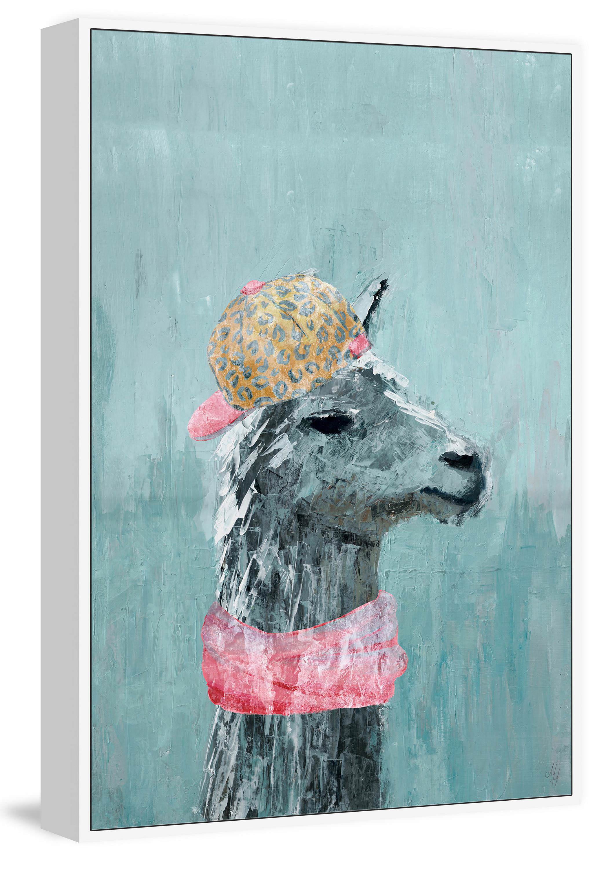 Hiphop Llama Floater Framed Painting Print on Canvas