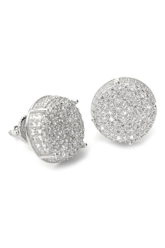 Hiphop XL 1/2 Inch Full Iced Cubic Zirconia Round Prong Setting Screw Back Earring BE 11403 S
