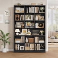 thumbnail image 1 of Hiphuta 15-Cube Bookcase with 1 Wide Shelf, 76"H Wooden Bookshelves for Bedroom, Living Room and Office, Freestanding Display Shelves Cube Organizer, Black, 1 of 9