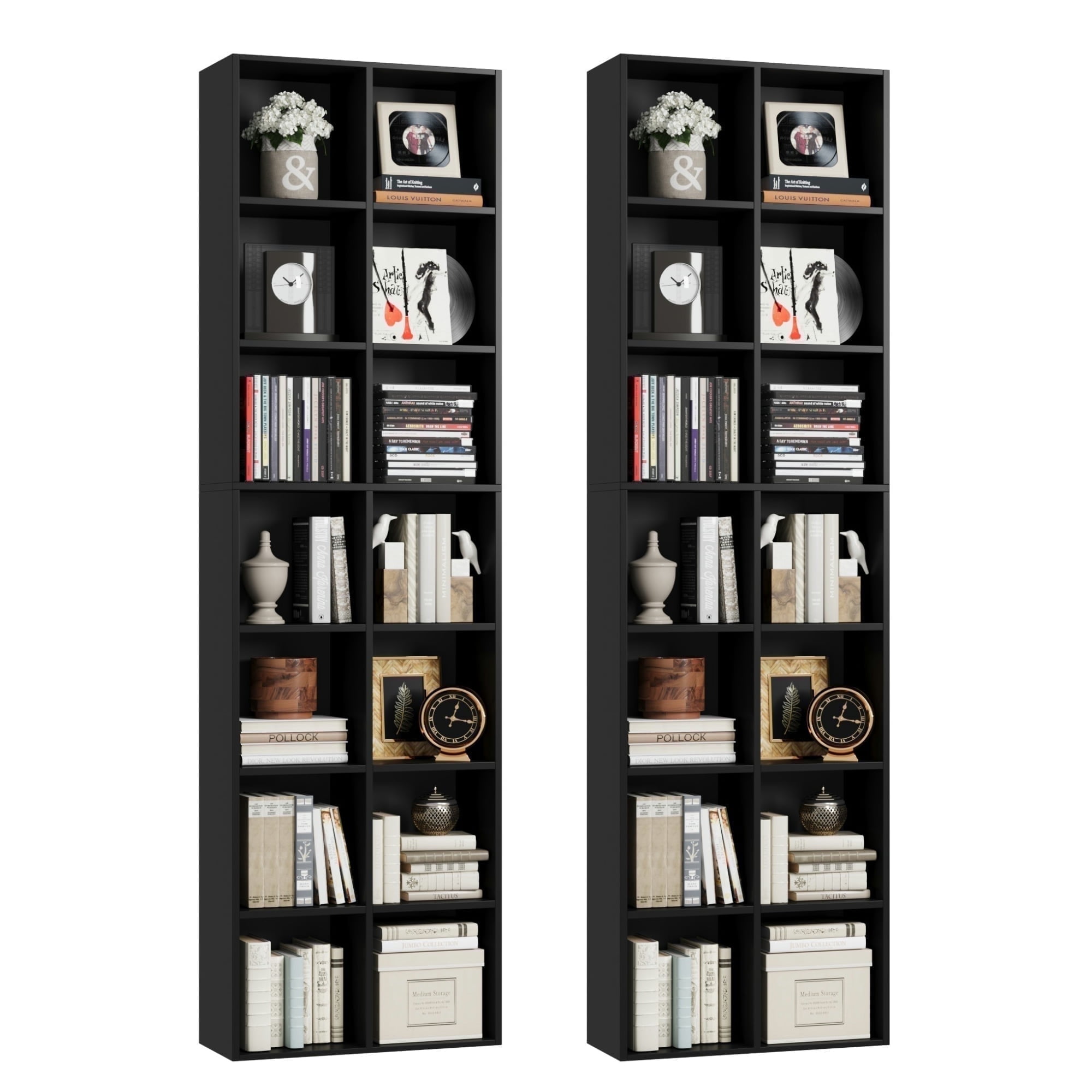 Wide Dvd Storage Racks Hiphuta 2PCS 7-Tier Double Wide Media Tower Rack, 71 X 20 X 9 Inches CD ...