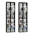 thumbnail image 1 of Hiphuta 2PCS 7-Tier Double Wide Media Tower Rack, 71 X 20 X 9 Inches CD DVD Slim Storage Cabinet with Adjustable Shelves, Tall Narrow Bookcase Sturdy Display Bookshelf for Home Office, Black & White, 1 of 7