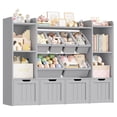 thumbnail image 1 of Hiphuta 3-tier 55"in Large Kids Bookcase with Toy Storage Organizer, Wood Toy Organizer of 6 Boxes & 4 Removable Drawers, Gray, 1 of 8