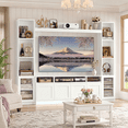 thumbnail image 1 of Hiphuta 79" W Wall Unit Entertainment Center with Bookcase for TVs up to 60", Farmhouse TV Stand with LED Lights for Living Room, White, 1 of 7