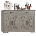 thumbnail image 1 of Hiphuta 47"Farmhouse Sideboard Storage Cabinets with 4 Doors & 2 Drawers, Coffee Bar for Living Room, Ash Gray, 1 of 7