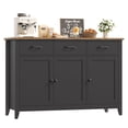 thumbnail image 1 of Hiphuta 47"W Buffet Cabinet with Adjustable Shelf, Modern Farmhouse Coffee Bar with 3 Drawers and Sturdy Base for Small Space and Living Room, Black, 1 of 7