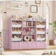 thumbnail image 1 of Hiphuta 55" Wide Toy Storage Organizer with 4 Removable Drawers, 4-Tier Kid Bookcase with 6 Bins, Toy Organizer with Bookcase for Kid Bedroom Playroom, Pink & White, 1 of 8