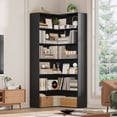 thumbnail image 1 of Hiphuta 74" Tall Corner Bookcase, Modern 6-Tier Corner Wooden Bookshelf, Minimalist L-Shaped Bookcase for Office Living Room, Black, 1 of 8