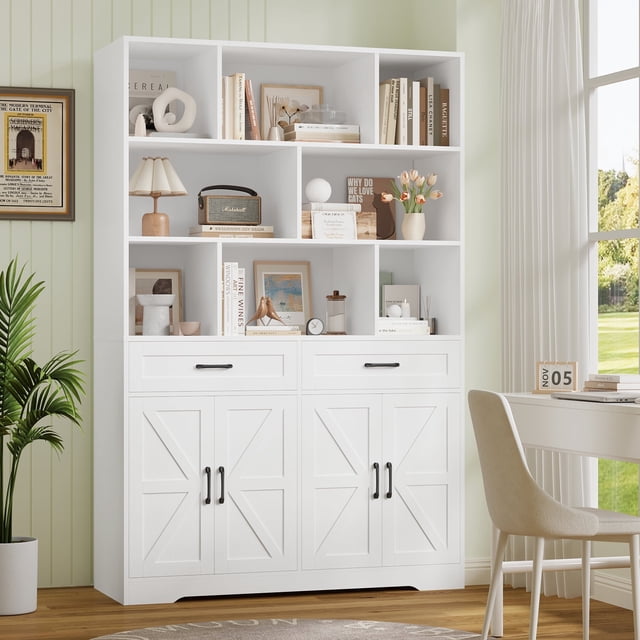 Hiphuta 6-tier Bookcase with Drawers & Doors, 71