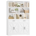 thumbnail image 1 of Hiphuta 71"Tall Bookcases with Drawers & Doors, 47” Wide Large Bookshelf for Home Office 6-Tier Bookshelf , Wooden Book Storage Cabinet for Home Office Living Room, White, 1 of 7