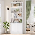 thumbnail image 1 of Hiphuta 73" Tall 6-Tier Bookcase with Cabinet, 26" Wide Minimalist Single Row Book shelf with 2 Doors and 4 Open Shelves, for Office Living Room, White, 1 of 8