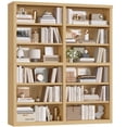 thumbnail image 1 of Hiphuta 63"W Extra Large and Sturdy Bookcase, Double Wide 6-Tier Bookshelf, Tall Bookcase for Home Office and Living Room, Wooden Freestanding Display Shelf, Natural, 1 of 7
