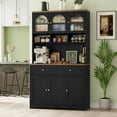 thumbnail image 1 of Hiphuta 71"in Modern Kitchen Pantry Storage Cabinet, Freestanding Coffee Kitchen Hutch Cabinet with Adjustable Shelves & Microwave Stand, Modern Coffee Hutch for Dining Room, Black, 1 of 7