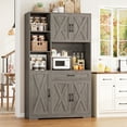 thumbnail image 1 of Hiphuta 71" Farmhouse Kitchen Pantry Storage Cabinet, Freestanding Hutch with Doors and Drawer, Shelves & Microwave Stand, Sturdy Cupboard for Dining Room, Ash Gray, 1 of 8