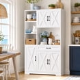 thumbnail image 1 of Hiphuta 71"Farmhouse Kitchen Pantry Storage Cabinet, Freestanding Modern Coffee Hutch with Microwave Stand, Sturdy Pantry Cabinet for Dining Room, White, 1 of 8