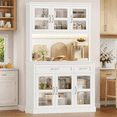 thumbnail image 1 of Hiphuta 71" Kitchen Pantry Cabinet with Charging Station & Light, Tall Pantry Large Storage Space Cabinet with Microwave Stand, Modern Freestanding Hutch with Countertop for Dining Room, White, 1 of 6