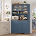 thumbnail image 1 of Hiphuta 71"in Modern Kitchen Pantry Storage Cabinet, Freestanding Kitchen Hutch Cabinet with Adjustable Shelves & Microwave Stand, Coffee Hutch for Dining Room, Blue, 1 of 7
