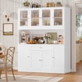 thumbnail image 1 of Hiphuta 72" H Kitchen Pantry Cabinet with Frosted Glass Door, 55" W Farmhouse Kitchen Storage Cabinet with Cable Management, Large Kitchen Hutch for Kitchen Dining Room, 1 of 7