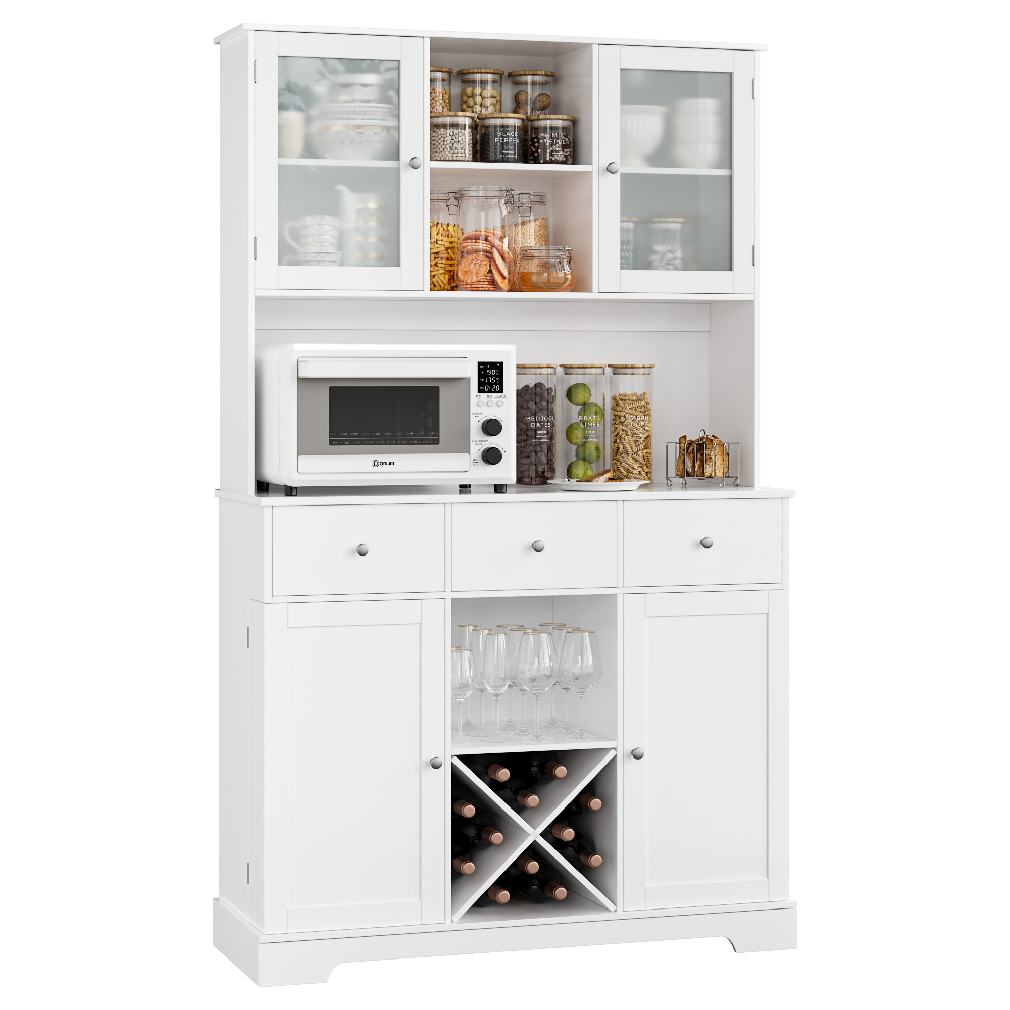 Hiphuta 72” Tall Kitchen Pantry Storage with Power Outlet