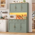 thumbnail image 1 of Hiphuta 72" Tall Kitchen Pantry Storage Cabinet with RGB LED, Hutch Cabinet with Charging Station and Adjustable Shelves for Dining Room, Blue, 1 of 7