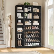 Hiphuta 74" Tall Shoe Storage Cabinet, 6 Tier Shoe Rack Organizer with Adjustable Shelves, Cube Storage Cabinet for Entryway Bedroom Living Room, Black