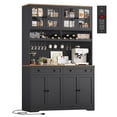 thumbnail image 1 of Hiphuta 75"Tall Kitchen Pantry Storage Cabinet with Power Outlet, Large Pantry Cabinet with Microwave Stand, Modern Freestanding Cupboard Hutch for Home Dinning Room, Black, 1 of 7