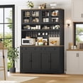 thumbnail image 1 of Hiphuta 75"Tall Kitchen Pantry Storage Cabinet with Power Outlet, Large Pantry Cabinet with Microwave Stand, Modern Freestanding Cupboard Hutch for Home Dinning Room, Black, 1 of 7
