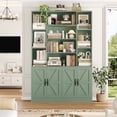 thumbnail image 1 of Hiphuta 75" Tall Modern Bookcases with 2 Double Door Cabinet, 47"Wide Wooden Storage Bookshelf for Living Room Home Office Entryway, Green, 1 of 8