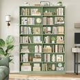 thumbnail image 1 of Hiphuta 84"H Double Wide 7-Tier Bookcase, Large Modern Bookcase for Home Office and Living Room, Freestanding Display Book Shelves, Green, 1 of 10