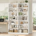 thumbnail image 1 of Hiphuta 84"H Double Wide 7-Tier Bookcase, Large Modern Bookcase for Home Office and Living Room, Freestanding Display Book Shelves, White, 1 of 8