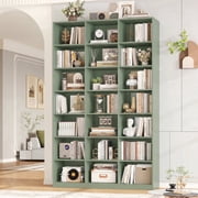 Hiphuta 21-Cube Bookcase, 86"H Tall Wooden Bookshelves for Bedroom, Living Room and Office, Freestanding Display Shelves Cube Organizer, Green