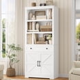thumbnail image 1 of Hiphuta Bookcase with Doors, 71.6"Tall bookshelves with Storage, 5 Shelf Display Storgae Shelves, Bookshelves and Bookcases with 2 Doors for Home Office, Living Room, Bedroom, White, 1 of 8