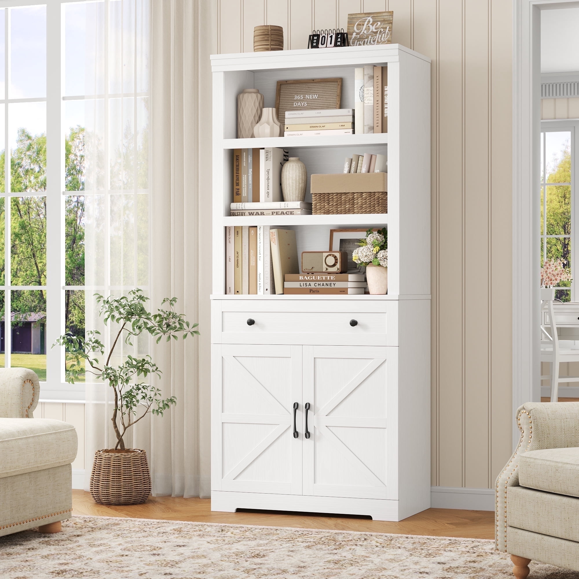 Hiphuta Bookcase with Doors, 71.6