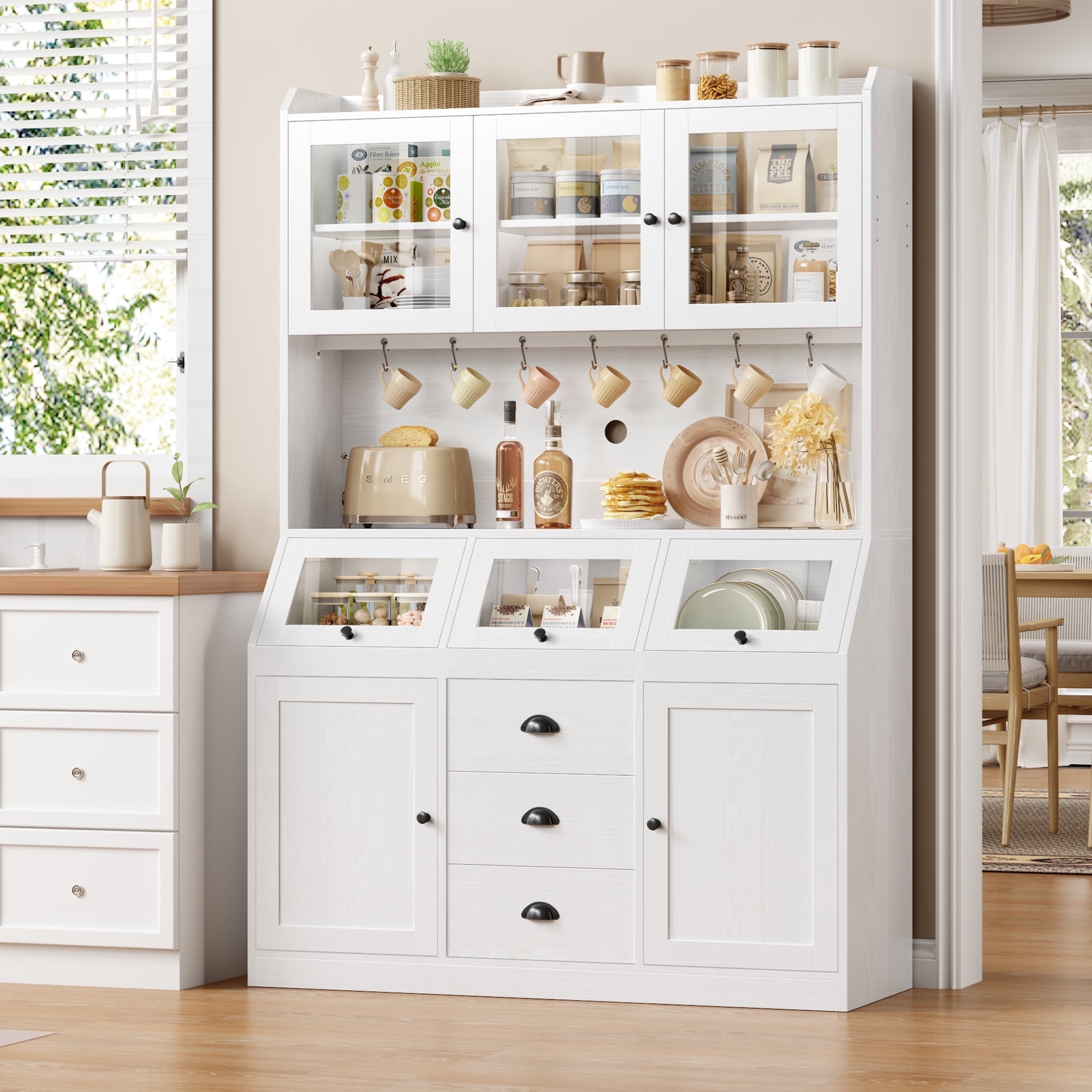 APPLE HOUSE タンス Hiphuta Farmhouse Kitchen Pantry Storage Cabinet, 71”H