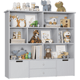 thumbnail image 1 of Hiphuta Kids Bookcase Toy Storage Organizer, Wood Toy Cabinet of 7 Cubes & 4 Drawers, Bookshelf for Kids Room, Gray, 1 of 8