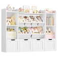 thumbnail image 1 of Hiphuta 3-tier 55"in Large Kids Bookcase with Toy Storage Organizer, Wood Toy Organizer of 6 Boxes & 4 Removable Drawers, White, 1 of 8