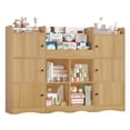 thumbnail image 1 of Hiphuta 55"In Kids Bookcase with Toy Storage Organizer, Wood Cube Bookcase Toy Chest of 8 Compartments & 6 Movable Bins, Bookshelf for Kids Bedroom, Natural, 1 of 7