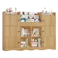 thumbnail image 1 of Hiphuta 55"In Kids Bookcase with Toy Storage Organizer, Wood Cube Bookcase Toy Chest of 8 Compartments & 6 Movable Bins, Bookshelf for Kids Bedroom, Natural, 1 of 7