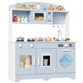 thumbnail image 1 of Hiphuta Kids Play Kitchen, Wooden Kids Kitchen Play Set with 11 Pcs Accessorie, Kitchen Set for Ages 4-12, Wooden Toddler Toy Kitchen, Blue, 1 of 7